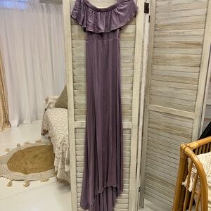 Elegant Purple Off-Shoulder Kids Dress